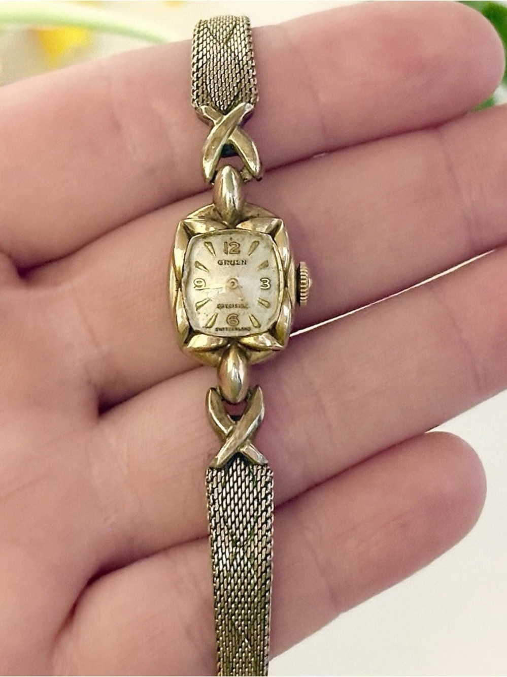 Antique Gruen 10K Gold Filled Mechanical Elegant Swiss Cocktail Watch WORKS!!